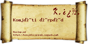 Komjáti Árpád névjegykártya