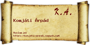Komjáti Árpád névjegykártya