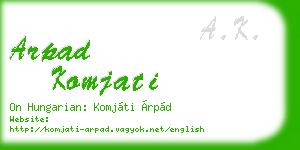 arpad komjati business card