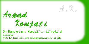 arpad komjati business card